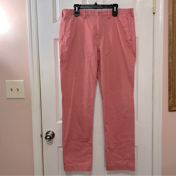 POLO Ralph Lauren Men's Chino Pants Stretch Straight Fit Salmon Pink Size 36/34 - Picture 1 of 8